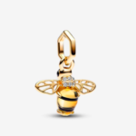 آویز نقره پاندورا طرح زنبور طلایی